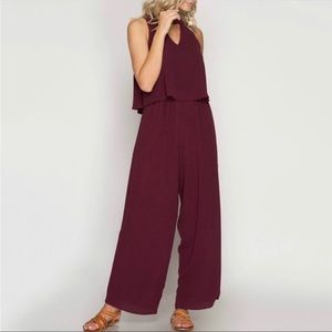 Burgundy Cutout Jumpsuit